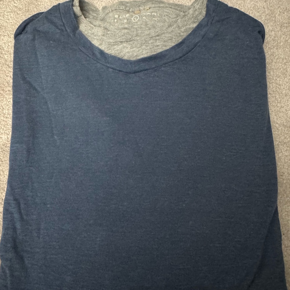 Elie Tahari Double  Crew Neck Men's Shirt L Blue and Grey